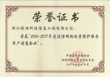 2016-2017年度通信網絡運營維護服務用(use)戶滿意企業